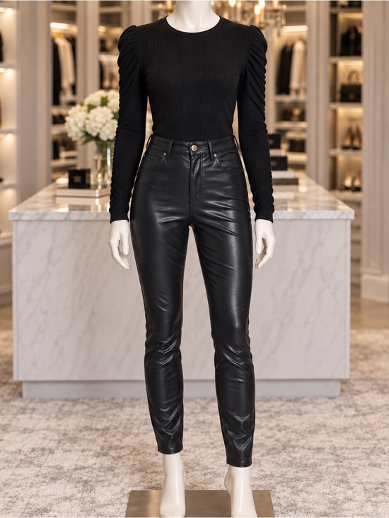 Veronica Beard Denim - Veronica Beard Debbie Black Vegan Leather High Rise Skinny Pants 29 NWT